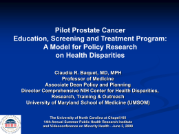 Pilot Prostate Cancer Education, Screening, and Treatment