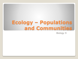 Ecology – Populations and Communities