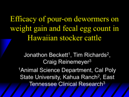 Efficacy of pour-on dewormers on weight gain and fecal egg