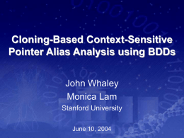 Context-sensitive Pointer Alias Analysis using BDDs