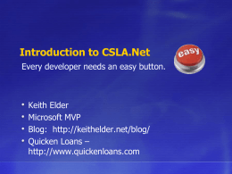 Intro To CSLA.Net Framework