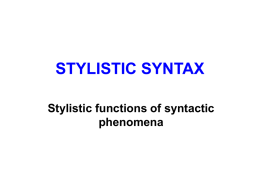 STYLISTIC SYNTAX - Vladivostok State University of