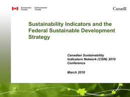 Sustainability Indicators and the Federal Sustainable