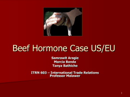 Beef Hormone Case - International Trade Relations