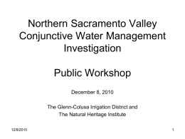 Northern Sacramento Valley Conjunctive Water Management
