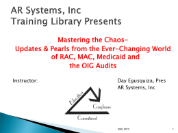 AR Systems, Inc Training Library Presents