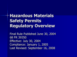 Hazardous Materials Safety Permits Rugulatory Overview