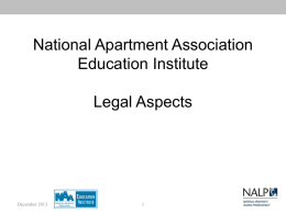 National Apartment Association Education Institute Legal