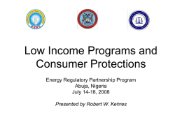 Low Income Programs and Consumer Protections