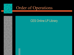 Order of Operations - | PO Box 587, Chinle, AZ 86503