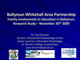 Ballymun Whitehall Area Partnership Family Involvement in