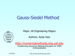 Gauss - Seidel Method - Transforming Numerical Methods