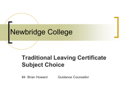 Subject Choice 2001 - Secondary School Education in