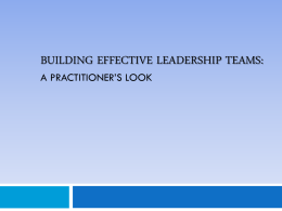 Building Effective Instructional Leadership Teams: A