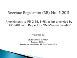 Revenue Regulation (RR) No. 5-2011