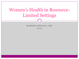 Women&rsquo;s Health in Resource