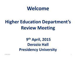 Welcome to the review meeting of Higher Education Deptt on