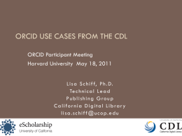 ORCID Use Cases from the CDL