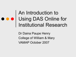 Using DAS Online for Research