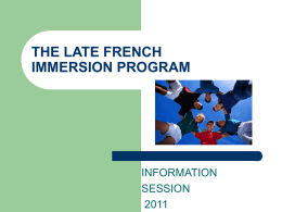 EARLY FRENCH IMMERSION - Nova Scotia Department of Education