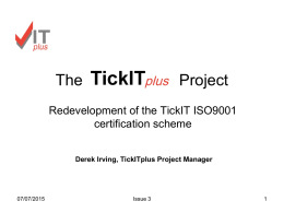 The TickIT Plus Project