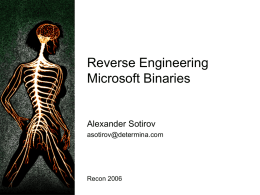 Reverse Enginnering Microsoft Binaries - REcon