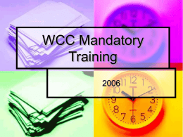 WCC Mandatory Training