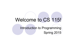 CS 115 Introduction to Programming