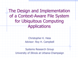 Building Applications for Ubiquitous Computing Environments