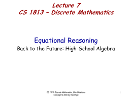 Lecture 7 CS 1813 – Discrete Mathematics