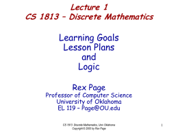 Lecture 1 CS 1813 &ndash; Discrete Mathematics