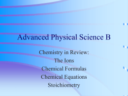 PowerPoint Presentation - Advanced Physical Science B