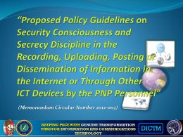 POLICY GUIDELINES ON SECURITY CONSCIOUSNESS AND SECRECY
