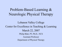 Problem-Based Learning & Neurologic Physical Therapy