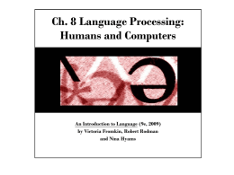 Ch. 8 Language Processing: Humans and Computers