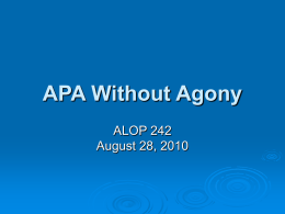 APA Without Agony - Cecelia Munzenmaier: Online Portfolio