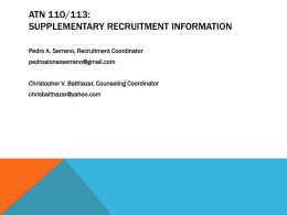 ATN 110/113: Supplementary Recruitment Information