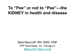 To &ldquo;Pee&rdquo; or not to &ldquo;Pee&rdquo;&mdash;the KIDNEY in health and disease