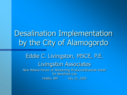 City of Alamogordo Water Resources Outlook