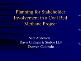 Planning for Stakeholder Involvement in a Coal Bed Methane