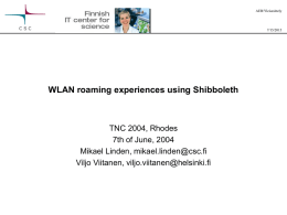 WLAN roaming experiences using Shibboleth