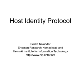 Host Identity Protocol - TKK