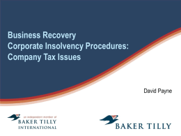 Business Recovery Tax issues arising on restructuring