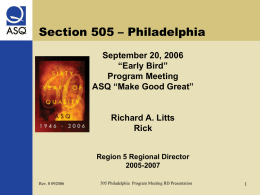 Section 505 – Philadelphia