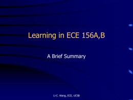 Learning in ECE 156A,B - University of California, Santa