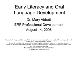 Early Literacy and Oral Language Development