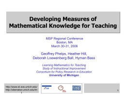 Measuring knowledge for teaching mathematics