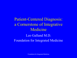 Patient-Centered Diagnosis - What is Integrated Medicine?