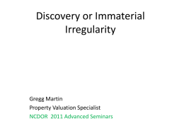 Discovery or Immaterial Irregularity