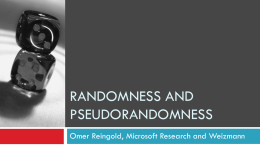 Randomness and Pseudorandomness